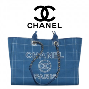CHANEL 체크 코튼 맥시 도빌백