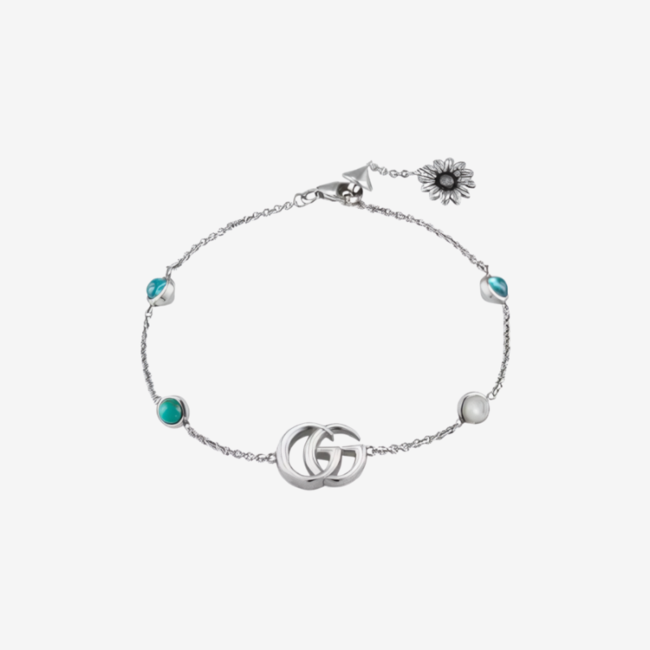 GUCCI_더블 G 마더 오브 펄 브레이슬릿 터콰이즈