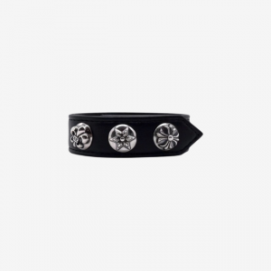 CHROME HEARTS_3버튼 스냅 가죽 팔찌