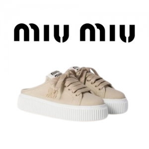 MIU MIU 25ss 데님 플랫폼 캔버스 뮬