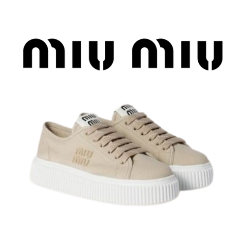 MIU MIU 25ss 데님 플랫폼 캔버스 스니커즈