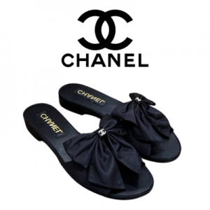 CHANEL CC로고 리본 슬라이더 뮬