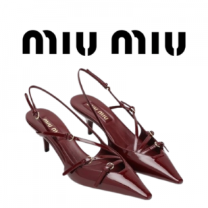 [225~260] MIU MIU 버클 브러쉬드 가죽 슬링백 펌프스
