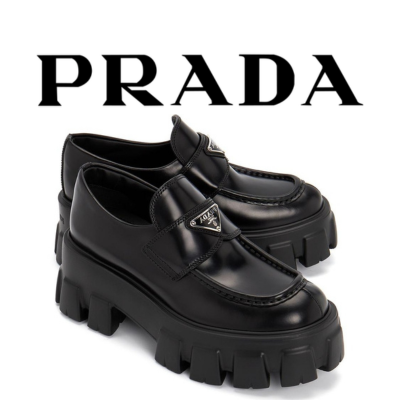 [225~260] PRADA 모놀리스 브러시드 가죽 레이스업 슈즈