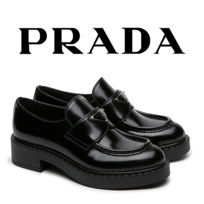 [225~260] PRADA 브러쉬드 레더 로퍼