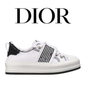 [225~265] DIOR 프린지드 코튼 캔버스 그래픽 모티프 플랫폼 스니커즈