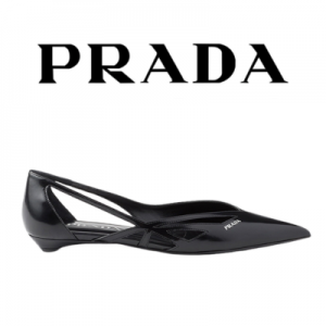 [225~255] PRADA 브러시드 레더 컷아웃 발레리나 슈즈