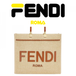 FENDI 선샤인 미디엄 내추럴 스트로 쇼퍼백