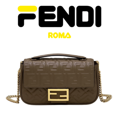 FENDI 바게트 체인 미디 가죽 백