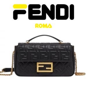 FENDI 바게트 체인 미디 가죽 백