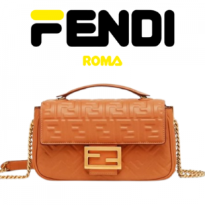 FENDI 바게트 체인 미디 가죽 백