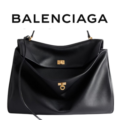 BALENCIAGA 로데오 라지 핸드백_블랙 골드