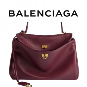 BALENCIAGA 로데오 미디엄 핸드백_버건디 골드