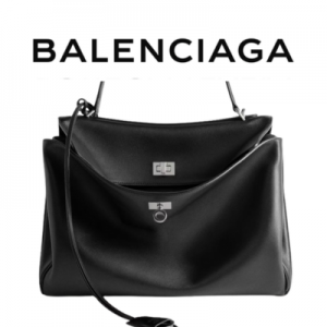 BALENCIAGA 로데오 미디엄 핸드백_블랙 실버