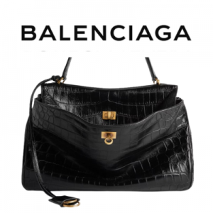 BALENCIAGA 크로커다일 로데오 미디엄 핸드백_블랙 골드