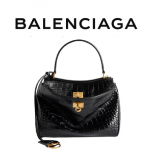 BALENCIAGA 크로커다일 로데오 미니 핸드백_블랙 골드