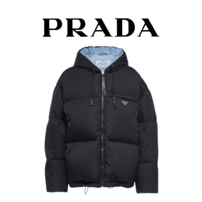 [WOMEN] PRADA 개버딘 후드 패딩 자켓