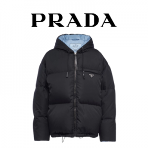 [WOMEN] PRADA 개버딘 후드 패딩 자켓