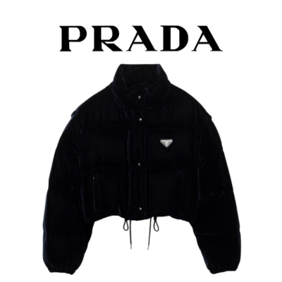 [3 COLOR] PRADA 벨벳 다운 크롭 자켓