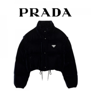 [3 COLOR] PRADA 벨벳 다운 크롭 자켓
