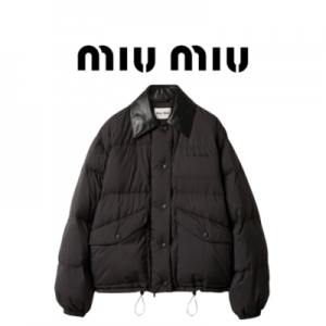 [WOMEN] MIU MIU 가죽 카라 오버사이즈 다운 자켓